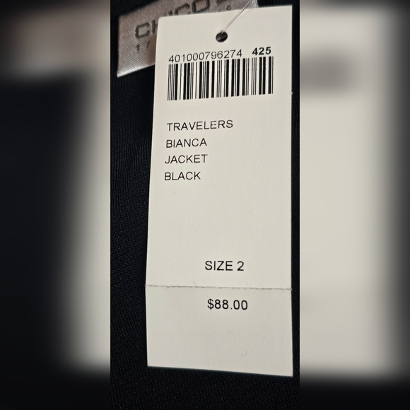 Chico’s Travelers Bianca Jacket Black Size 2 BNWT Wrinkle Resistant - Picture 11 of 12
